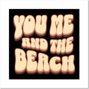 "You Me and the Beach" Retro-Inspired Graphic Tee in Cream and Summertime Orange/Brown Colors Posters and Art